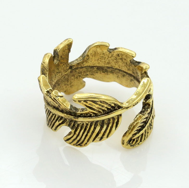 Simple Adjustable Leaf Ring - Odiune