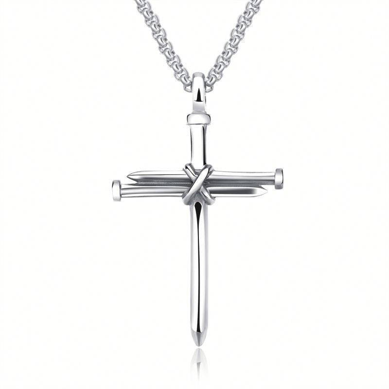 Iron Nail Cross Pendant Necklace Stainless Steel - Odiune