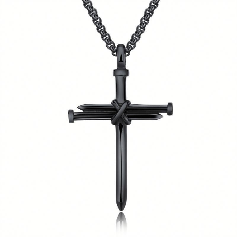 Iron Nail Cross Pendant Necklace Stainless Steel - Odiune