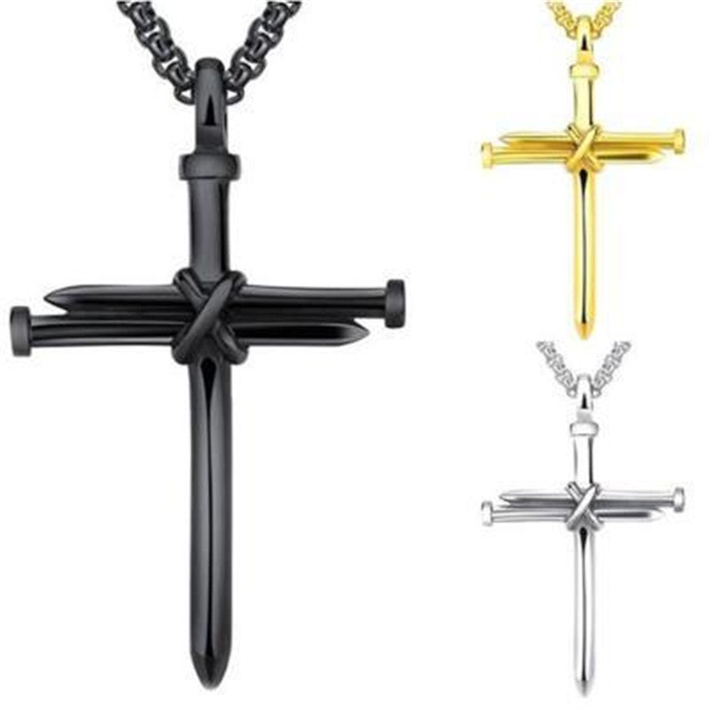 Iron Nail Cross Pendant Necklace Stainless Steel - Odiune