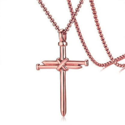 Iron Nail Cross Pendant Necklace Stainless Steel - Odiune