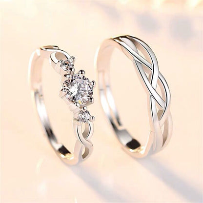 Simple Diamond-studded Couple Rings For Men And Women - Odiune