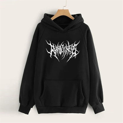 Graffiti lightning letter print hoodie - Odiune