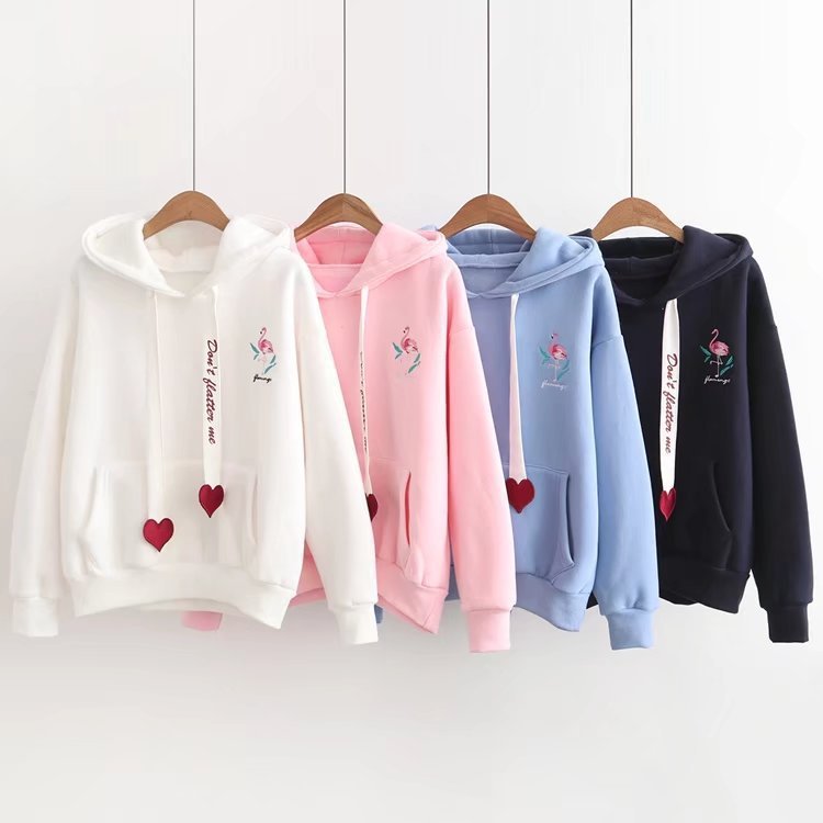 Velvet Flamingo Love Hooded Sweatshirt - Odiune