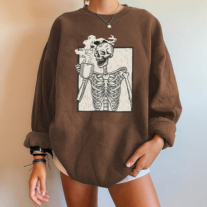 Autumn Skeleton Print Hoodie - Odiune