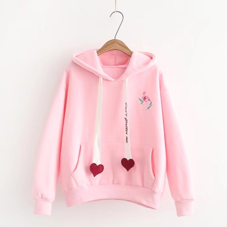 Velvet Flamingo Love Hooded Sweatshirt - Odiune