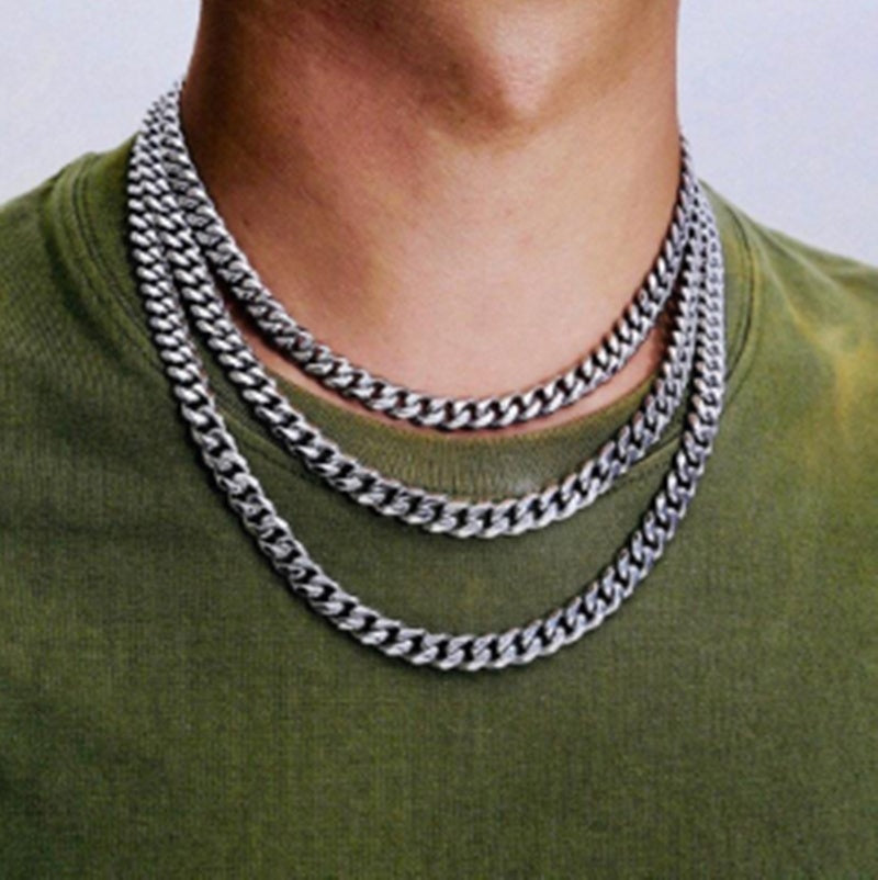 Cuban Link Chain Necklace Men Titanium Steel - Odiune