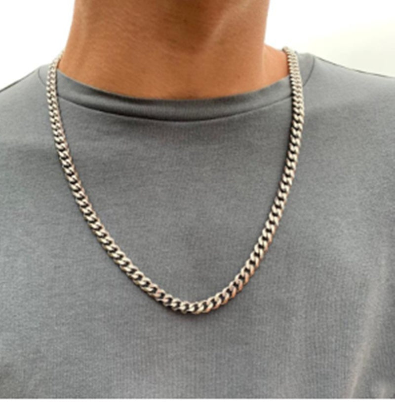 Cuban Link Chain Necklace Men Titanium Steel - Odiune