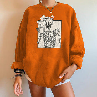 Autumn Skeleton Print Hoodie - Odiune