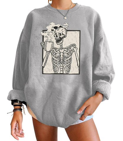 Autumn Skeleton Print Hoodie - Odiune