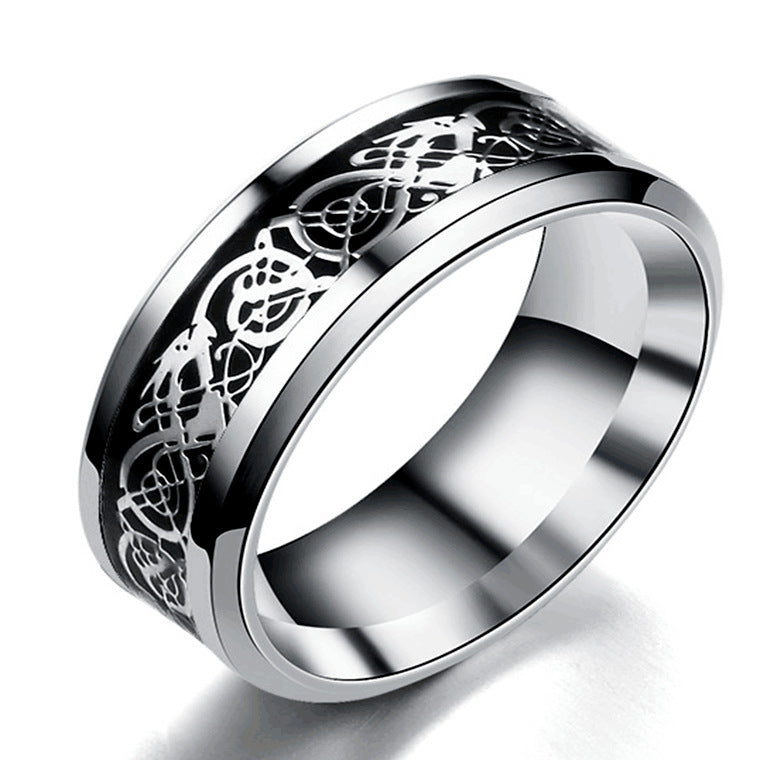 Dragon Pattern Stainless Steel Ring Jewelry