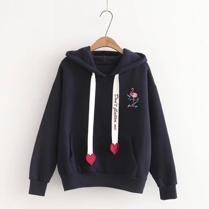 Velvet Flamingo Love Hooded Sweatshirt - Odiune