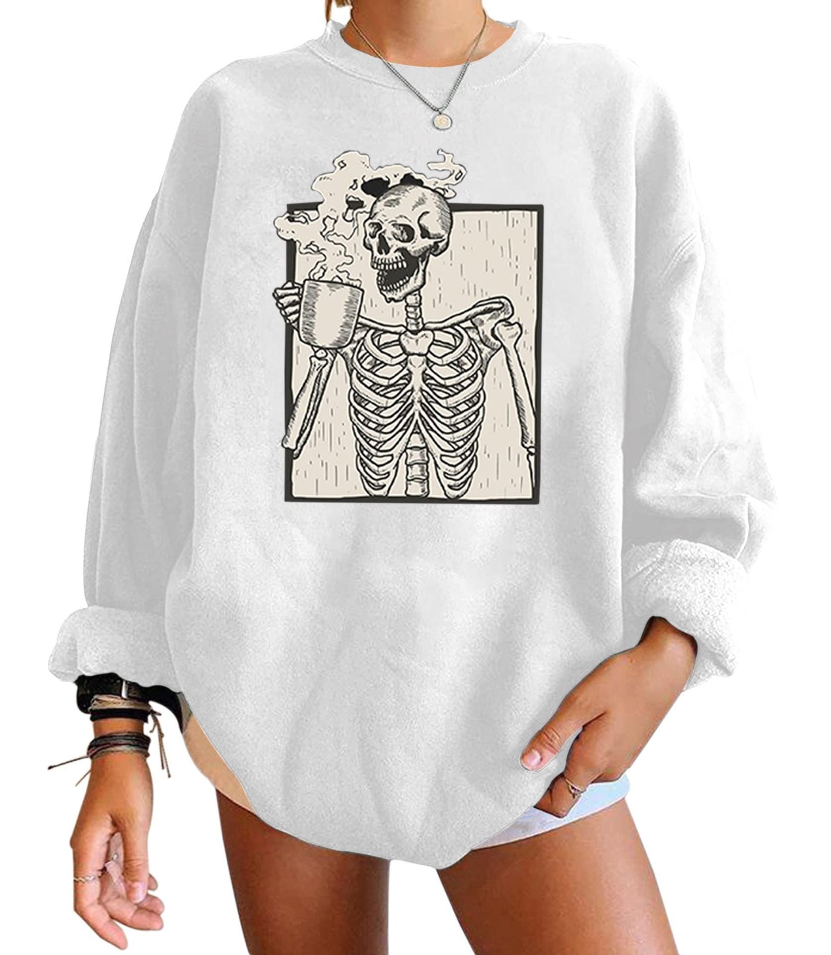 Autumn Skeleton Print Hoodie - Odiune