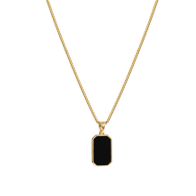 Rectangular Black Pendant Necklace - Odiune