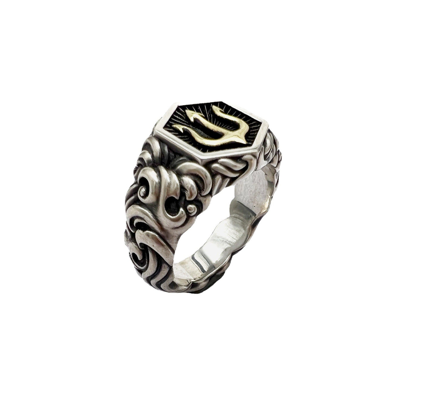 Poseidon Sterling Silver Rings For Men