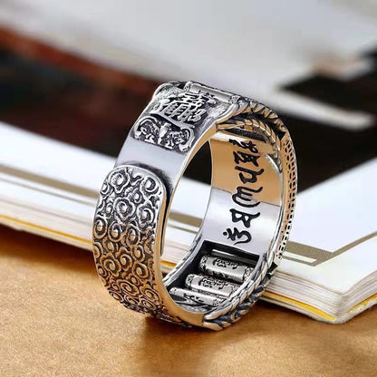 925 Sterling Silver Prayer Wheel Ring